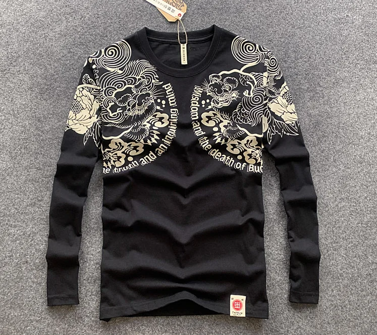 Футболка мужская с длинным рукавом и принтом дракона |