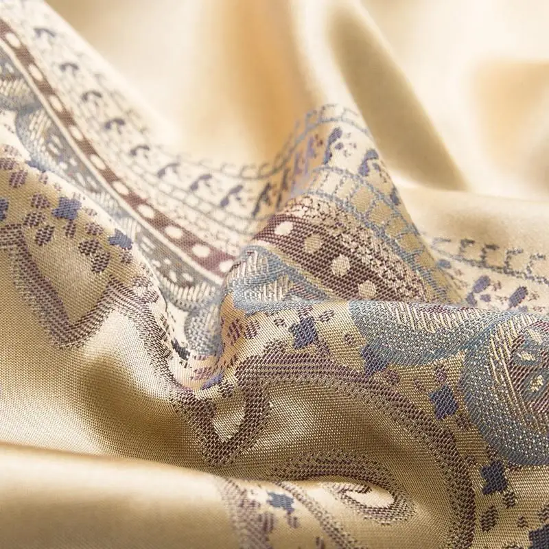 

J/6 Pieces Luxury Cotton Bed spread set Golden Brown Satin Bedding set Cotton King Queen size Bed Duvet cover set Pillowcases