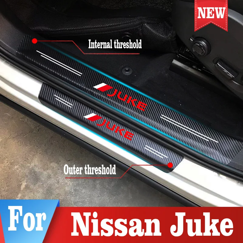 

For Nissan Juke Car Door Sill Scuff Plate Vinyl Carbon Fiber Sticker Auto Threshold Applique Car Back Trunk Retrofit Accessories