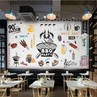 3D обои для пива, бара, барбекю, ресторана, промышленного декора, на сером фоне, 3D обои для барбекю, кебаба, снэк-бара