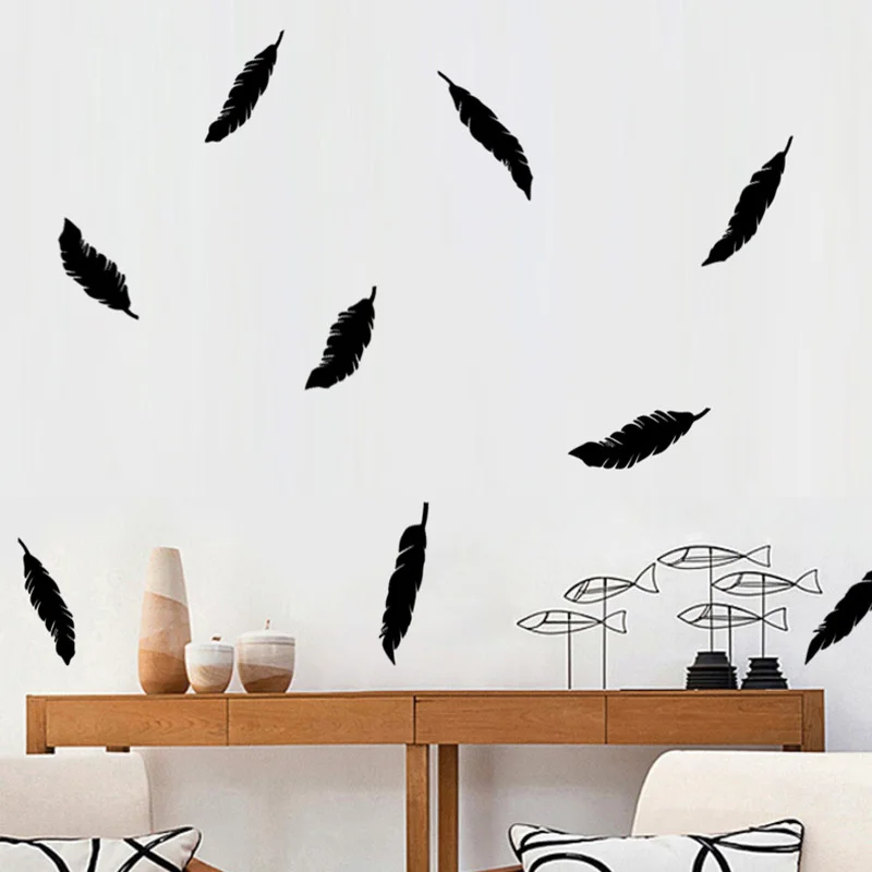 1 шт. классические простые Стиль перо наклейки на стену украшение для столовой