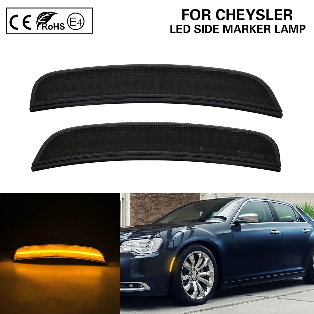 

2 шт дымчатый для 2015 2016 2017 2018 2019 2020 2021 Chrysler 300C Янтарный светодиодный передний светодиодный Авто Боковой габаритный фонарь светильник сигнала...