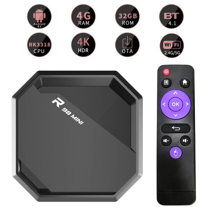 

Android Smart TV Box Android 9.1 4K 2G16G 4G32G Youtube Google Play 2.4G WIFI RK3318 TV Set Top Box Media Player