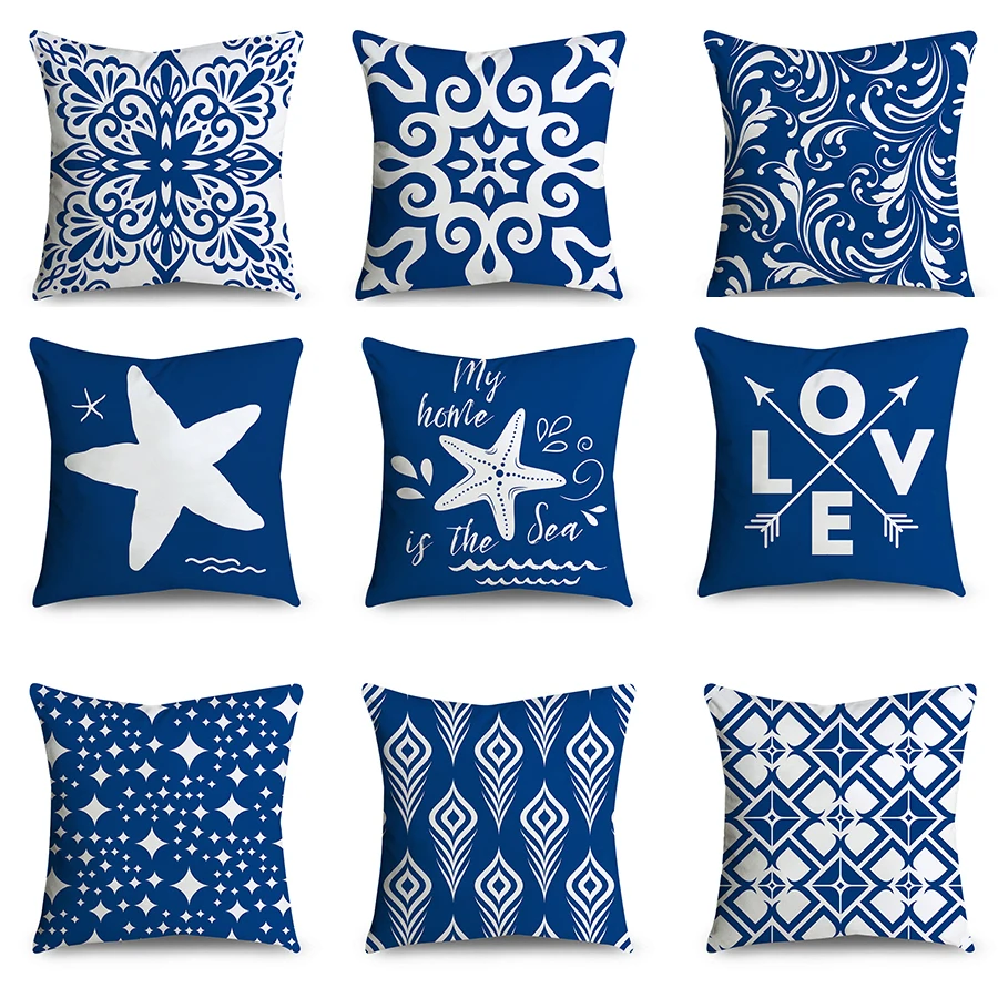 Синий Декоративные Чехлы для подушек океана в этническом стиле Стиль Подушка