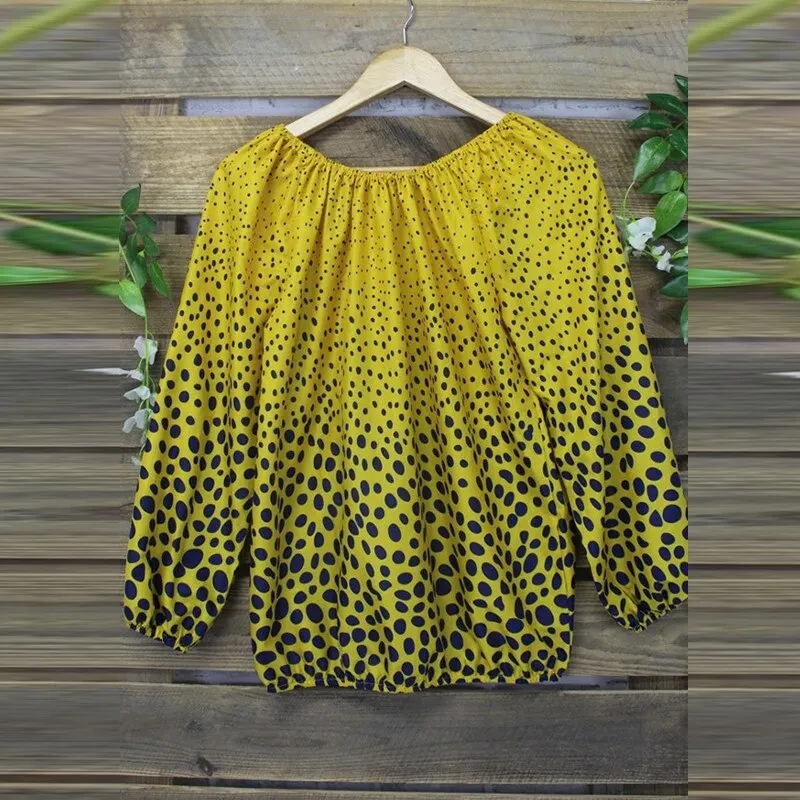 

2021 Spring Summer Women Blouses Fashion Polka Dot Print O-Neck Long Sleeve Blouse Casual Loose Ladies Pullover