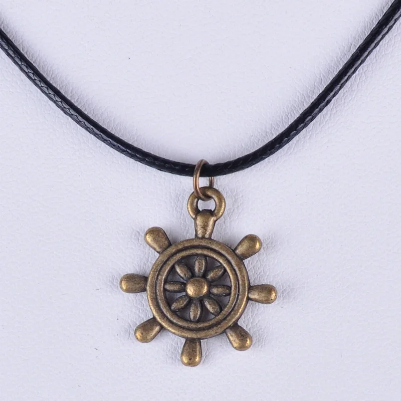 19 мм винтажное бронзовое античное Латунное ожерелье с подвеской в виде колесика