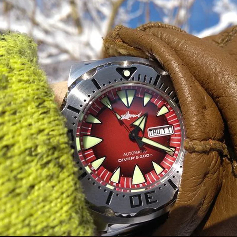 Мужские часы Heimdallr Monster Diver с синим циферблатом и сапфировым стеклом из