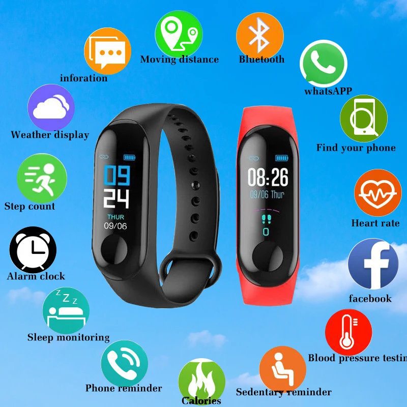 Смарт часы M3 для мужчин и женщин водонепроницаемый фитнес трекер с монитором