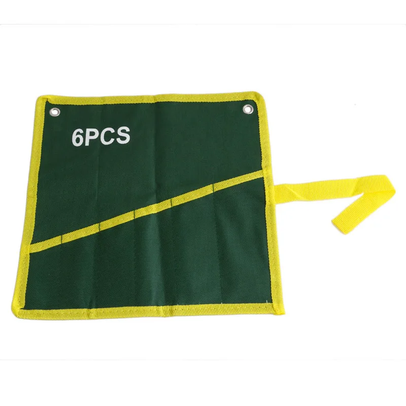 

6 Pockets Durable Canvas Spanner Wrench Tool Roll Up Storage Bag 32CC