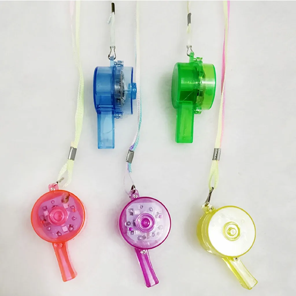 

Flashing Whistle Sound Toy Glow Colorful Lanyard Led Light Up Fun Dark Personality Party Free Shipping Rave Sifflet Rougeoyant
