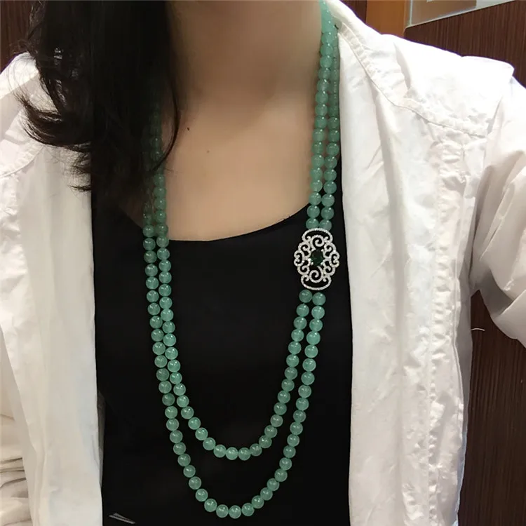 Лидер продаж бусины из натурального зеленого камня многослойные