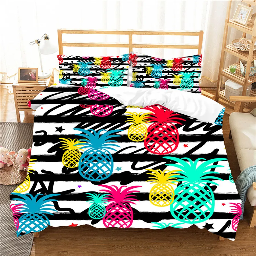 

Комплект постельного белья с 3D принтом, пододеяльник, постельное белье, домашний текстиль с ананасом для взрослых, постельное белье с навол...