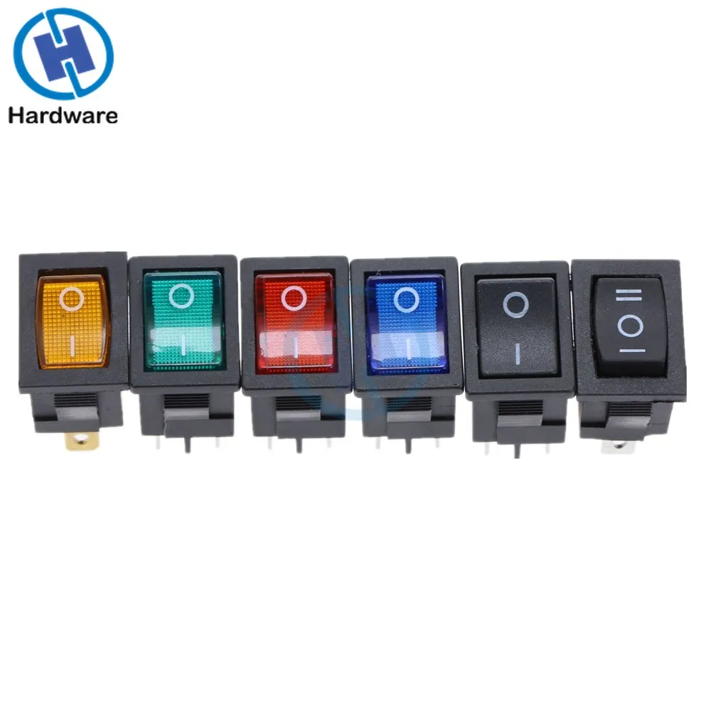 KCD1 3PIin 4Pin Лодка Автомобильный кулисный переключатель 6A/10A 250 V/125 V AC вкл.-ВЫКЛ.-ВКЛ. 250VAC 6A 125VAC 10A со светодиодным светильник 220V