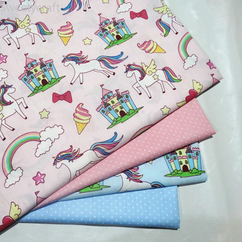 

160cm X10M Kids Cotton Twill Fabric Baby Unicorn Print Cotton Quilting Fabric by meter for DIY Sewing Bed making cotton fabric