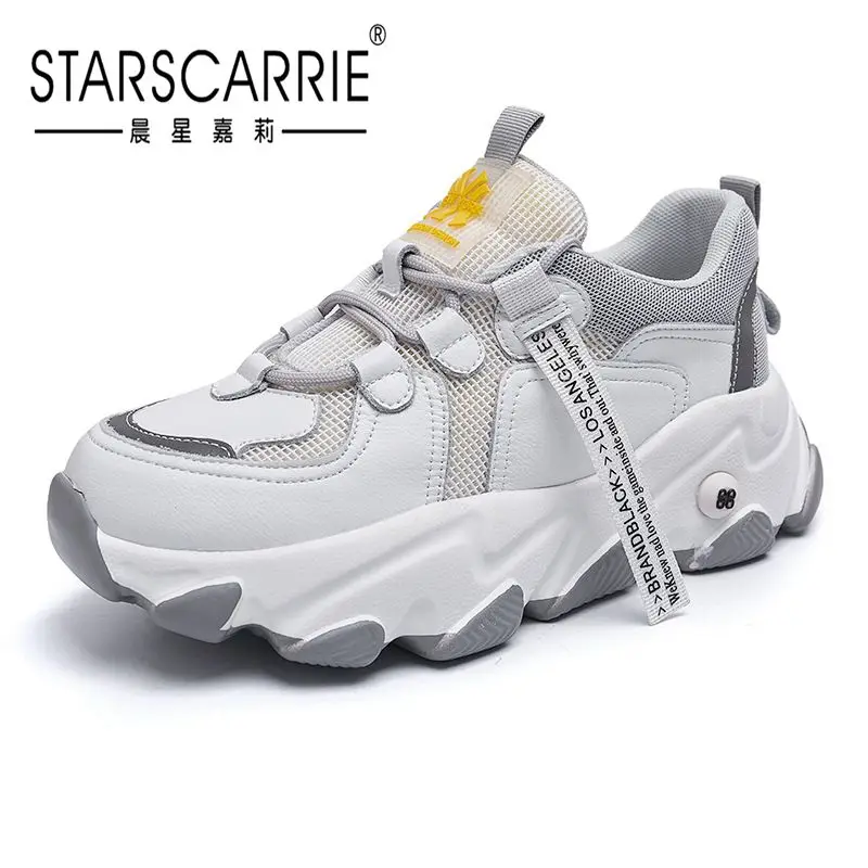 

Туфли женские спортивные сетчатые, толстая подошва, дышащие, универсальные, Повседневная летняя модель, Корейская версия, 2020