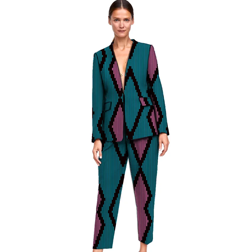 

2020 African Fashion women suits dashiki print blazers and pants events wear tailor made lady's Ankara outfit for wedding/party
