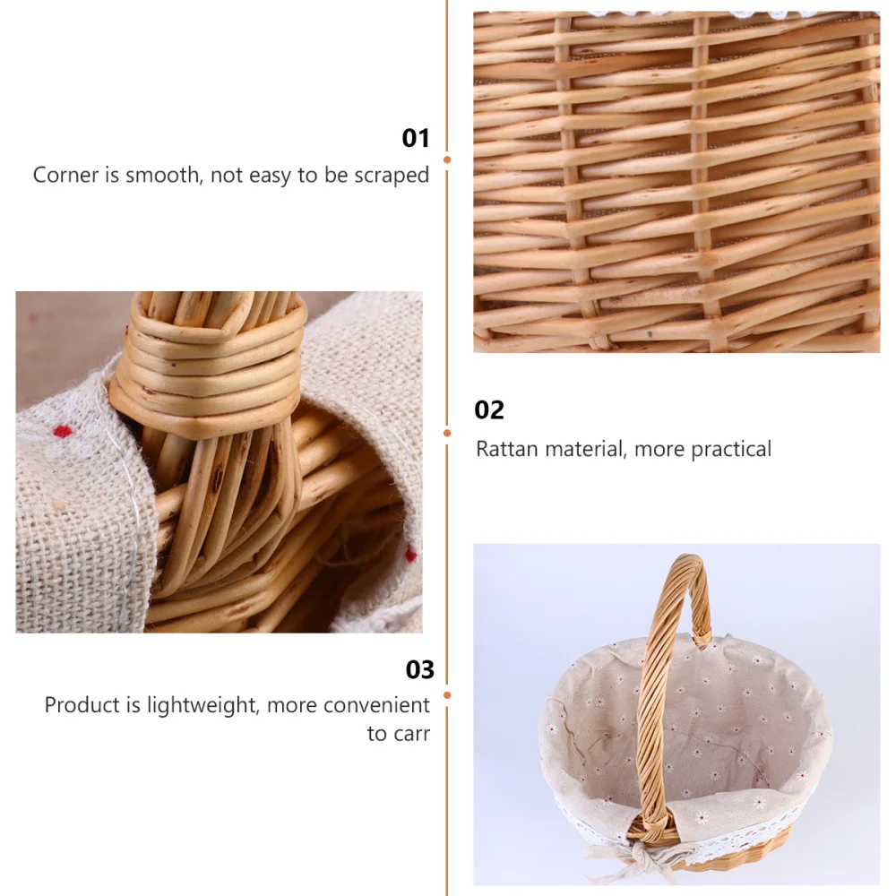 

1pc Wicker Woven Basket Storage Basket with Linen Cloth for Wedding Picnic Party