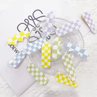free shipping womens 3pcs candy colored checkerboard duckbill clip hair clip korea style girls hairclips accessories