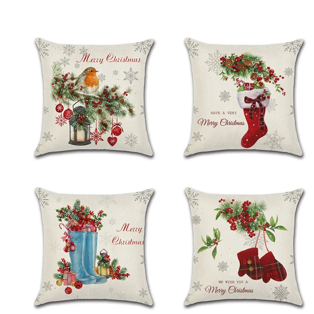 Новый Рождественский день льняная наволочка для подушки декоративные