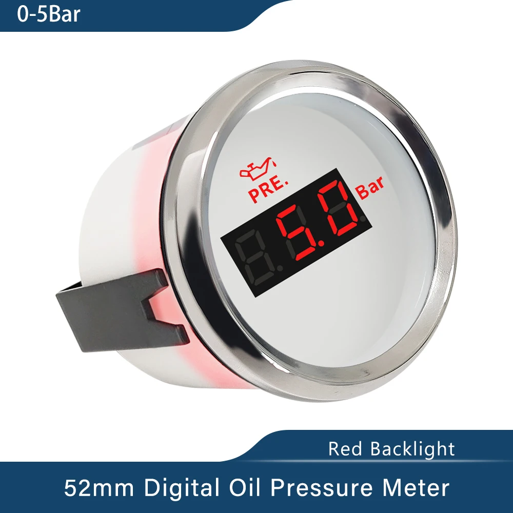 2" LCD Waterproof Digital Oil Pressure Gauge Meter 0-5BAR 0-10BAR for Marine Auto Car Boat Tuck 12V/24V with Red Backlight - купить по