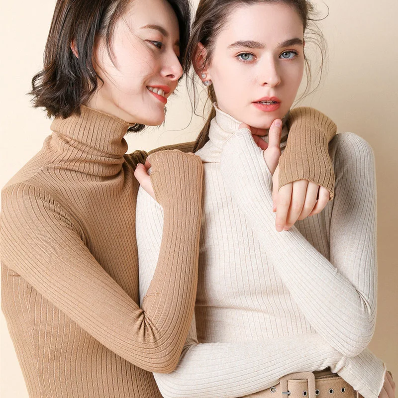 Casual Sweaters Femme Slim Fashion Bottoming Shirt Graceful Women Pullover Autumn Women's Clothes Solid Elasticity | Женская одежда