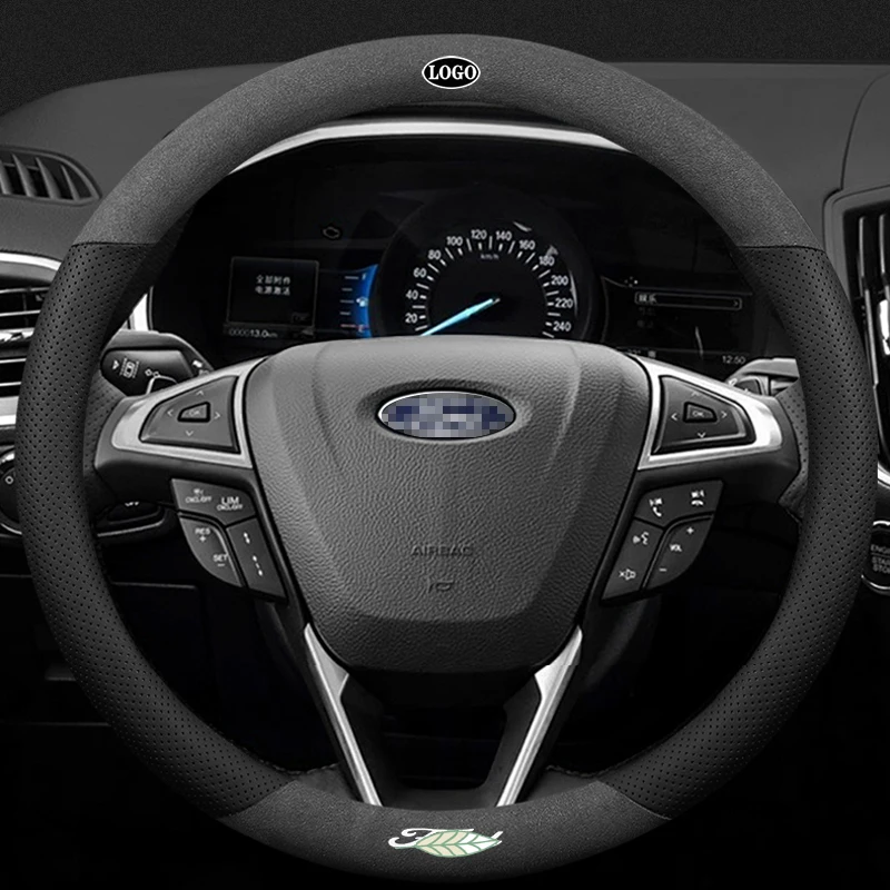 Для Ford 3D логотип лазерной печати бычья кожа Чехол рулевого колеса автомобиля Fit