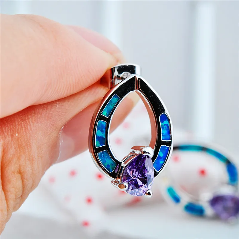 Женские серьги в стиле бохо с голубым и белым огненным опалом маленькие