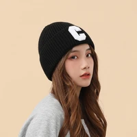 autumn winter new letter embroidery c candy color knitted hat for men and women shopping fashion melon leather hat