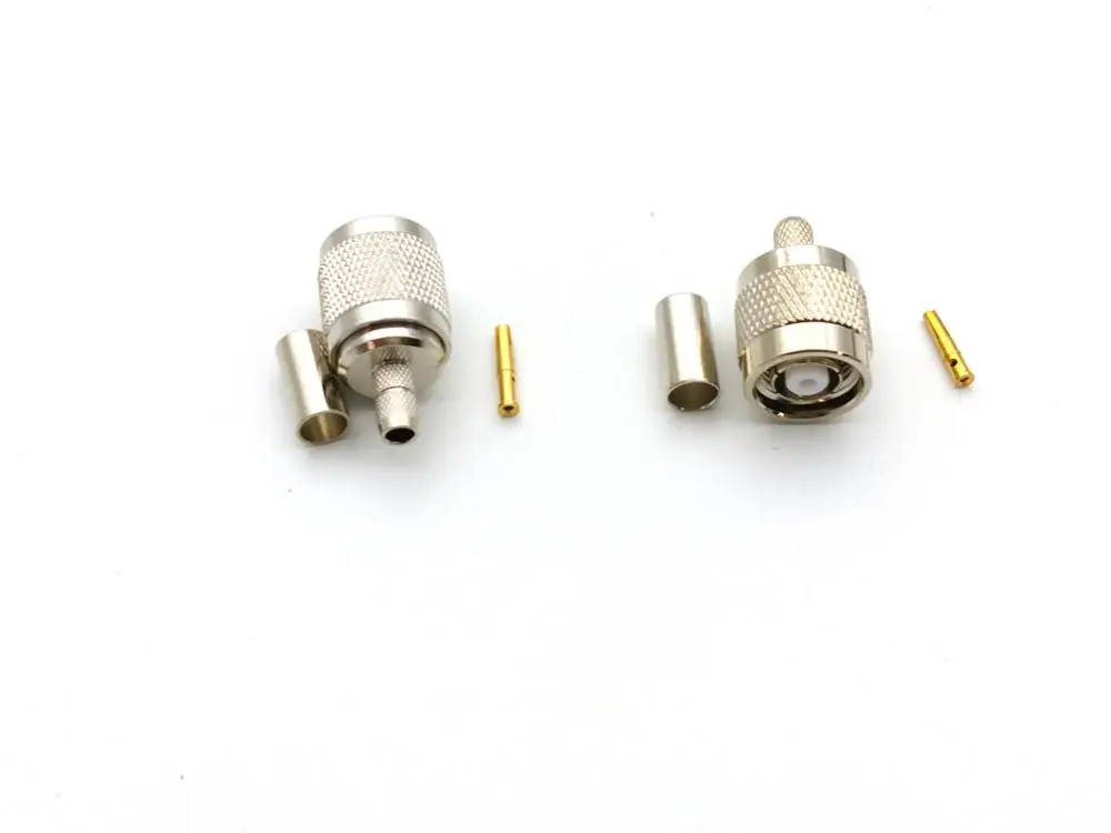50 шт. латунь 50ohm RP TNC Мужской обжимной для RG58 LMR195 RF коаксиальный разъем