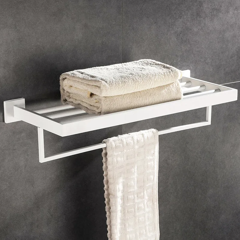 Набор белых аксессуаров для ванной комнаты Q7 Полка полотенец из нержавеющей