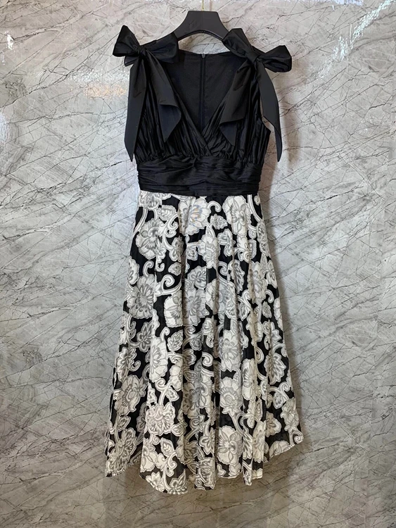 

Новинка 2021, женское модное платье без рукавов и с бантом на плечах, украшенное узелком, подходящее по цвету, с поясом, без рукавов, 530