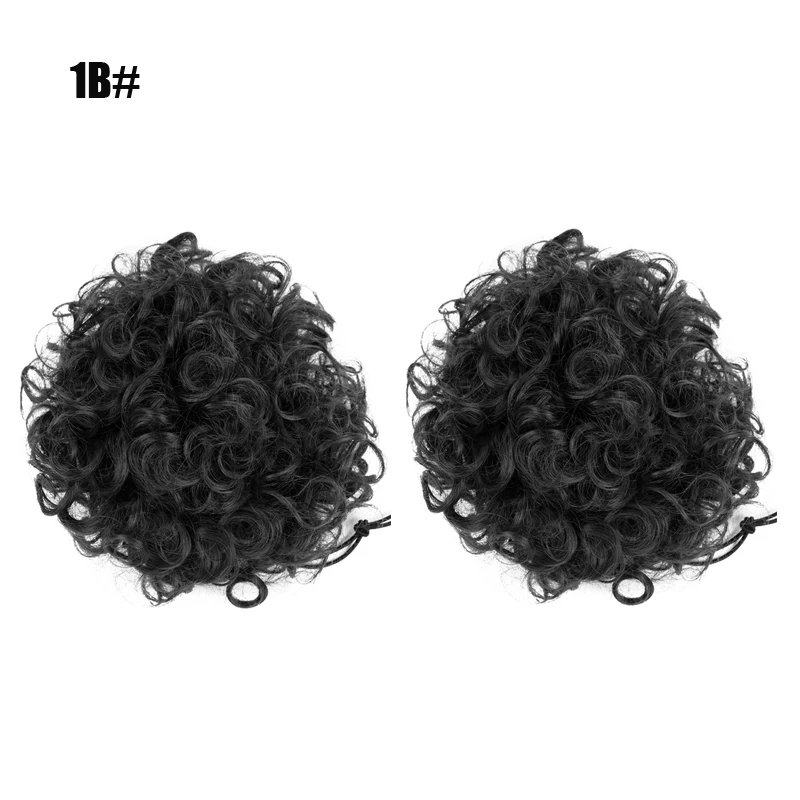 Afro Bun Puff Curly chignon Ponytail Drawstring Short Afro Kinky Ponytail  Synthetic Hair Bun Hair Accessories For Kids