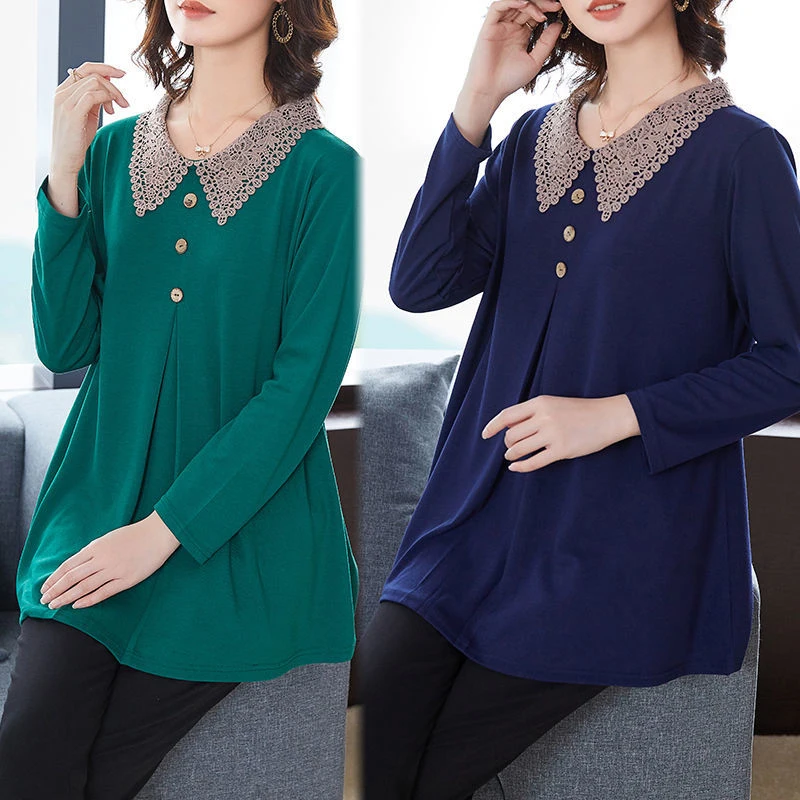 Рубашка женская в стиле Питер Пэн однотонная с длинным рукавом на пуговицах