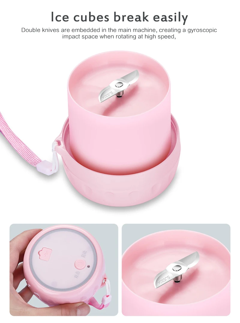 

1PC 300ML Juicer Portable Electric USB Juicer Cup Kitchen Tool Safety Stainless Steel Wireless Juice Extractor