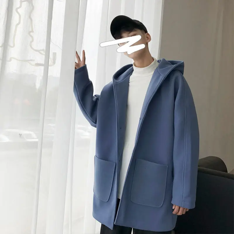 

Neploha Men's Oversize Warm Woolen Coat 2020 Winter New Women's Hooded Long Woolen Windbreaker Casual Male Warm Clothing
