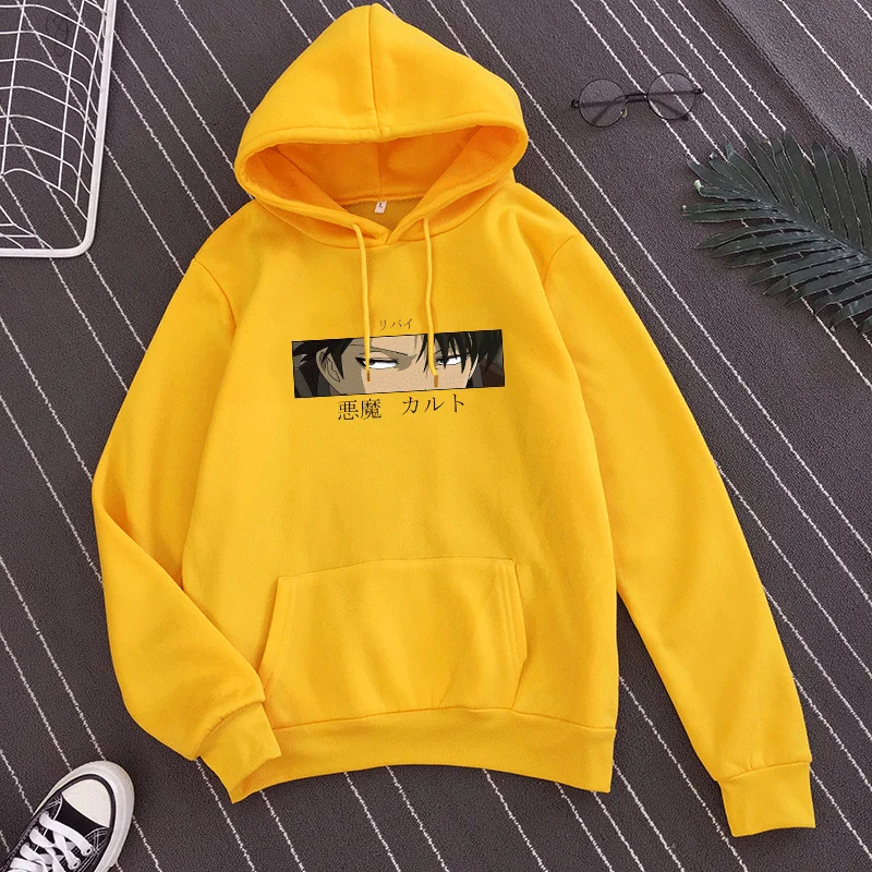 

Attack on Titan Hoodie Sweatshirt women Fashion Loose Pullovers Casaul Livai Ackerman Eyes Print Polar fleece hoodie men/Women