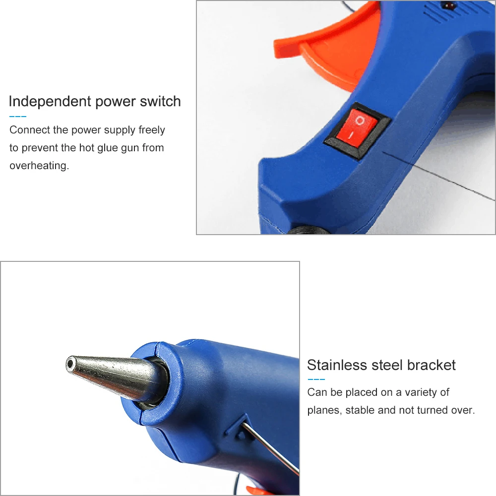Синий 20 Вт переключаемый клеевой пистолет 7 мм маленький горячий Сол стержень
