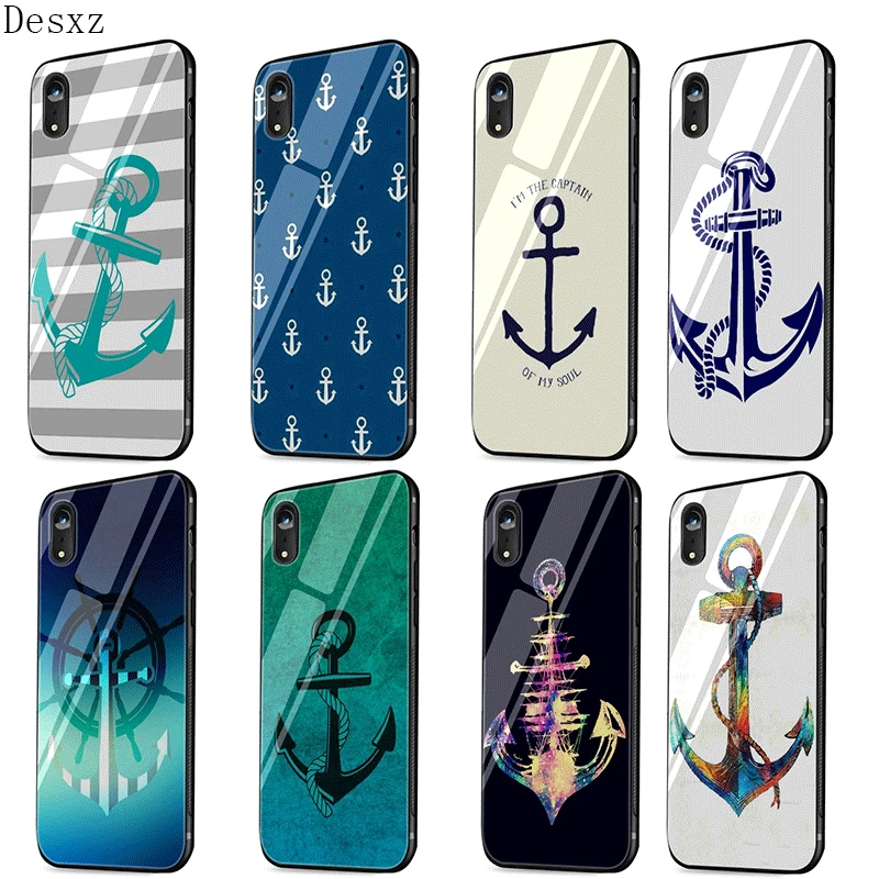 Мобильный телефон стеклянный чехол для iPhone 5 5s SE 6 6s 7 8 Plus X XS Max XR ретро морской