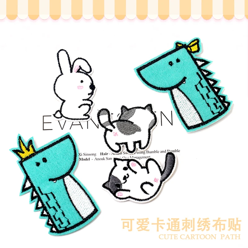 Милая кошка кролик динозавр мультяшный Детский Патч вышивка на одежде наклейка