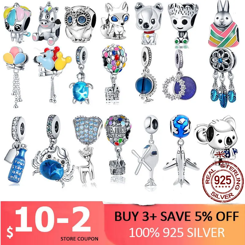 

Genuine 925 sterling silver cartoon animal suitable for original PANDORA bracelet bead pendant making fashionable DIY jewelry