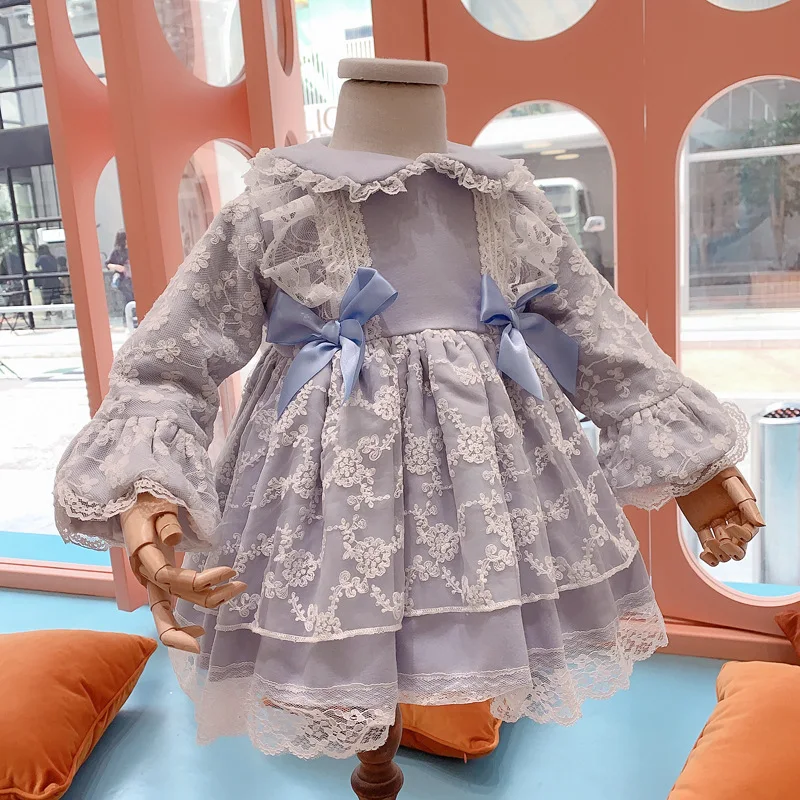 

Детские платья в испанском стиле; Сезон осень-зима; Платье с бантом для девочек; Детское бальное платье с длинными рукавами и шляпой; Плотное...