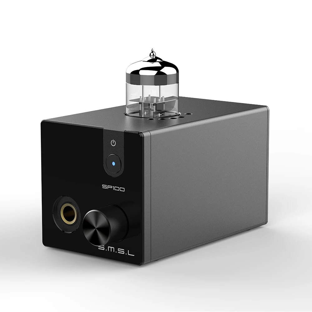 black SMSL SP100 ламповый усилитель для наушников 6N3 трубка мощный Hi-End стерео усилитель аудио HiFi выход регулятор громкости - Цвет: black