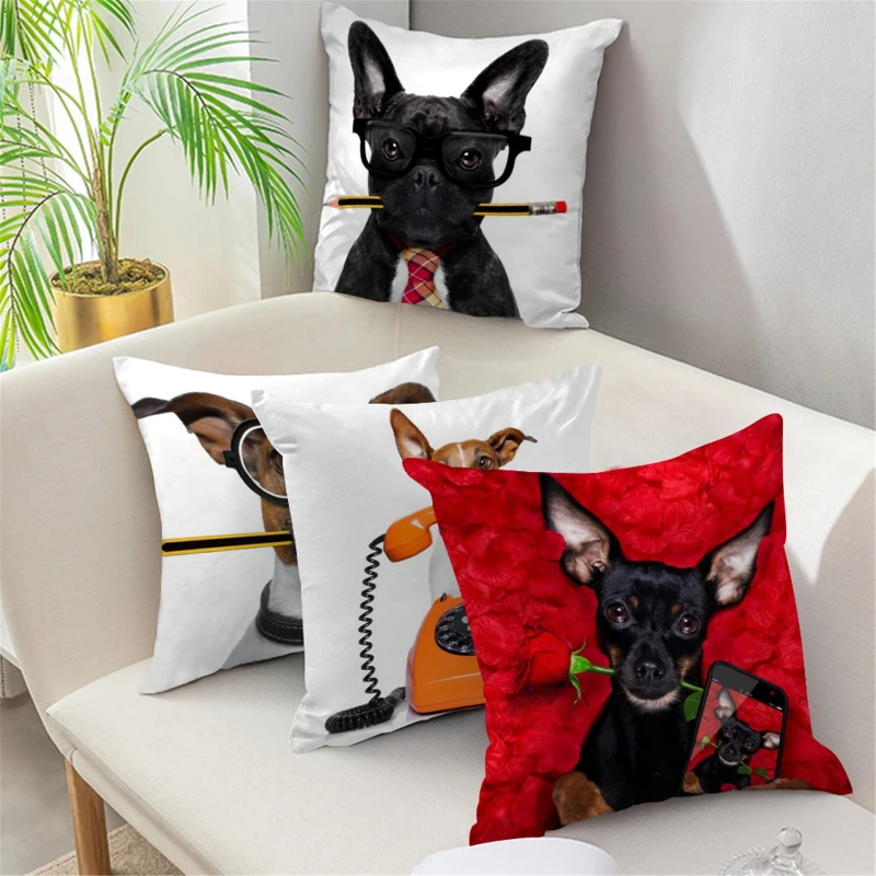 

Cute Dog Print Pillow Cases Lovely Animal Pet Dog Throw Pillows For Sofa Cushion Cover Living Room Home Decor Pillows Cojines