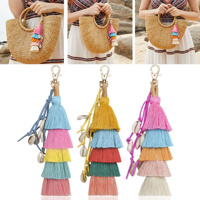 

Contrasting Bag Accessories Multi-functional Decorative Bag Ornaments Fringed Plush Pendants Tassel Keychain Shell Pendants