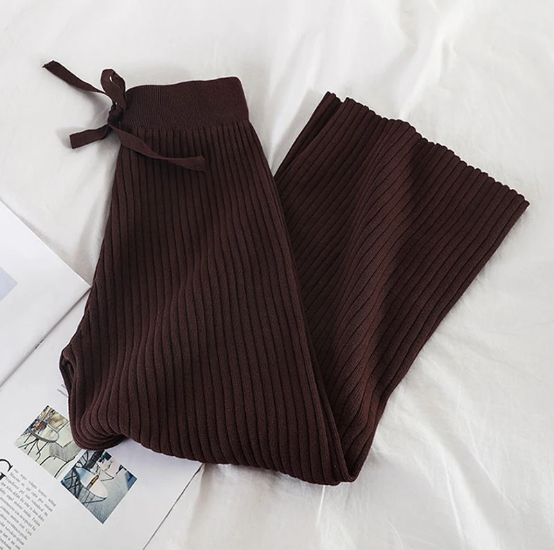 Женские трикотажные брюки с широкими штанинами новинка 2020 года Теплые