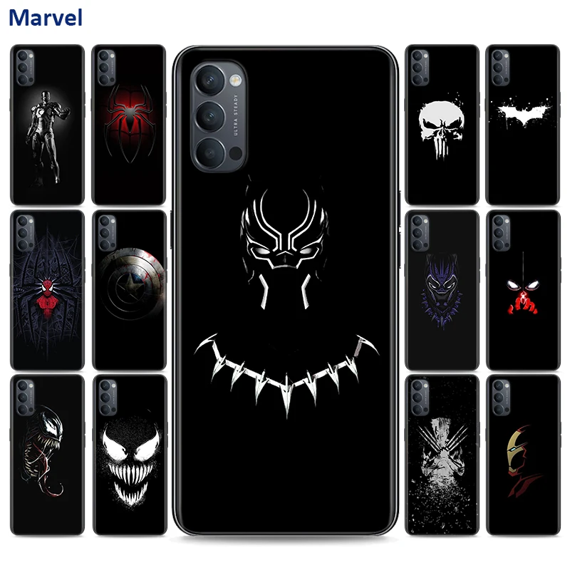 

Soft Black Silicone Cover Marvel Dark For OPPO Reno 5 Pro 3 4 Lite F SE Z Pro 4G 5G Phone Case Shell