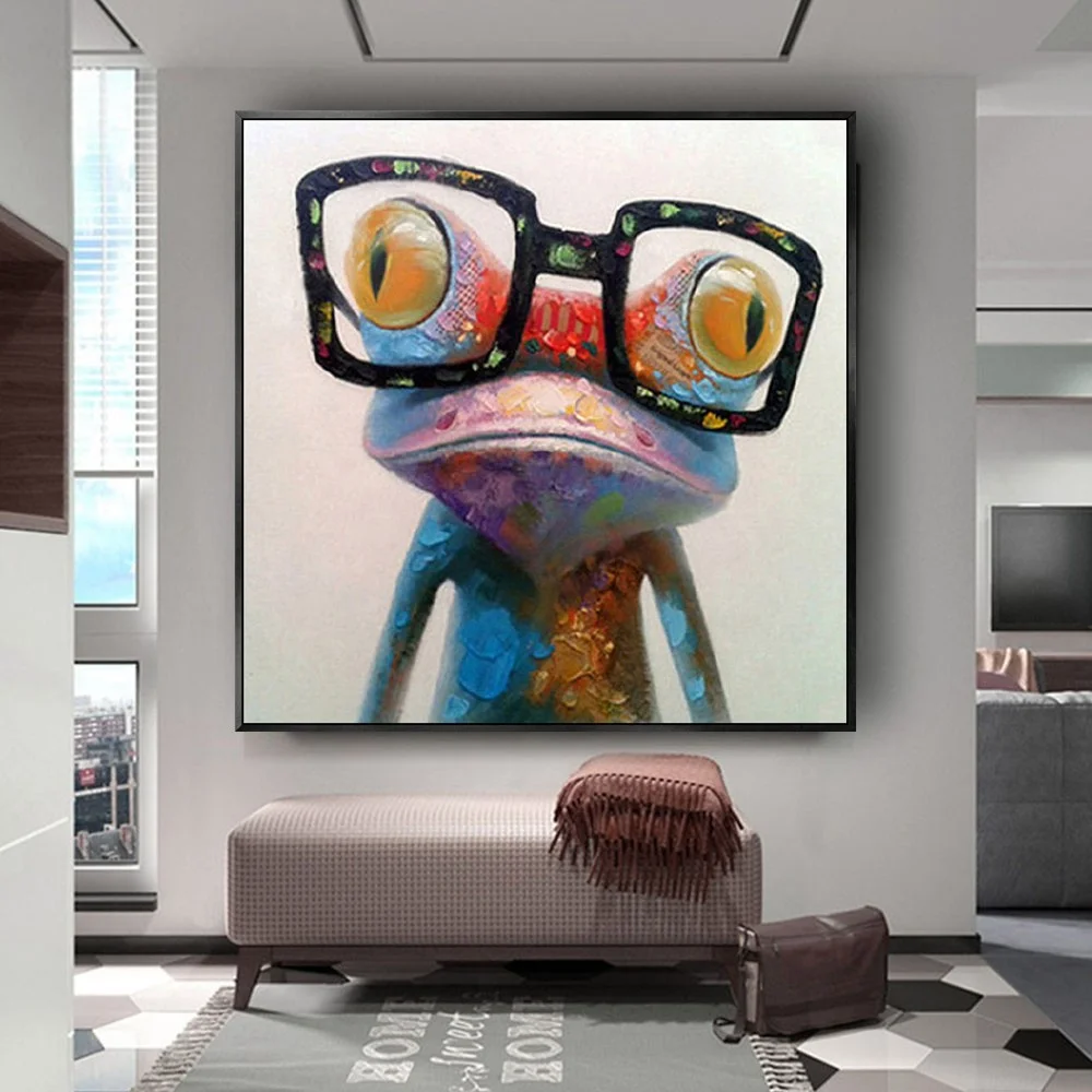 

hand-painted oil painting modern animal Cartoon frog picture art corridor porch decor pop art picture Children's room decor art