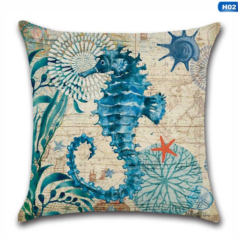 

Marine Life Coral Sea Turtle Seahorse Whale Octopus Cushion Cover Pillow Cover House Decorative Pillows Case Textiles Supplies