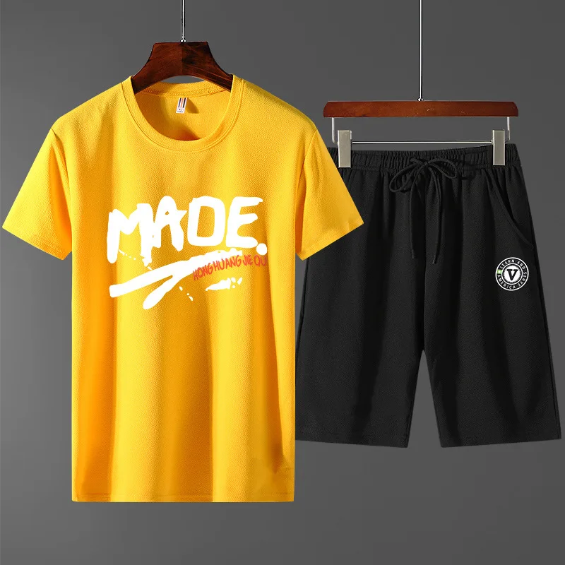 Summer Short-sleeved T-shirt Shorts Suit Student Youth Sports Top Casual Pants Two-piece Korean Casual Fashion Men Short Sets