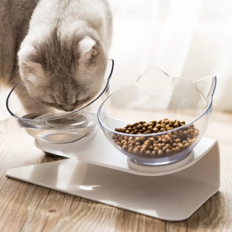 

Non-slip Cat Double Bowls with Raised Stand Pet Food Water Bowl Cats Dog Feeder Pets Supplies